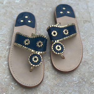 Blue and Gold Palm Beach Sandals - Size 9